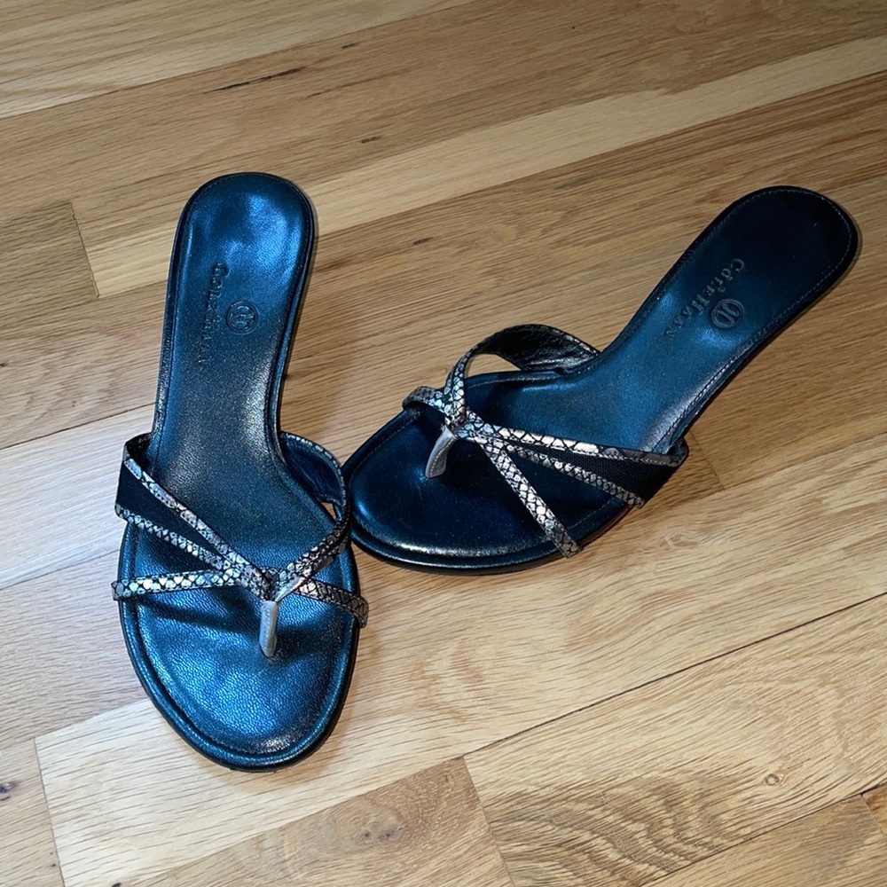 Black and Silver Cole Haan Sandals